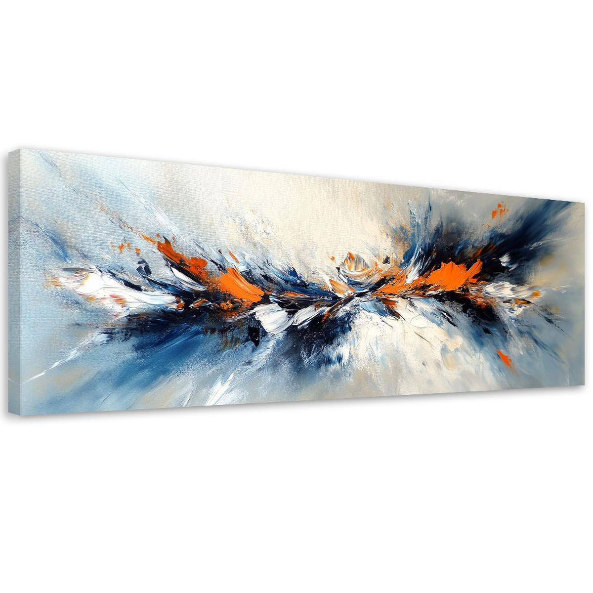 LEINWANDBILD Abstraktes Grau Blau Orange 90x30cm - Multicolor, Textil (90/30cm) - Feeby