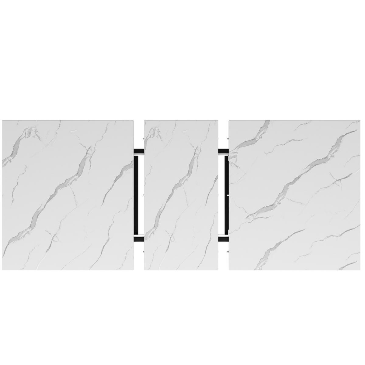 ESSTISCH 140-180x80x76 cm in Weiß und Schwarz aus MDF mit Marmoroptik und Teleskopfunktion - Weiß, Holzwerkstoff (179/80/75.5cm) - Modfu