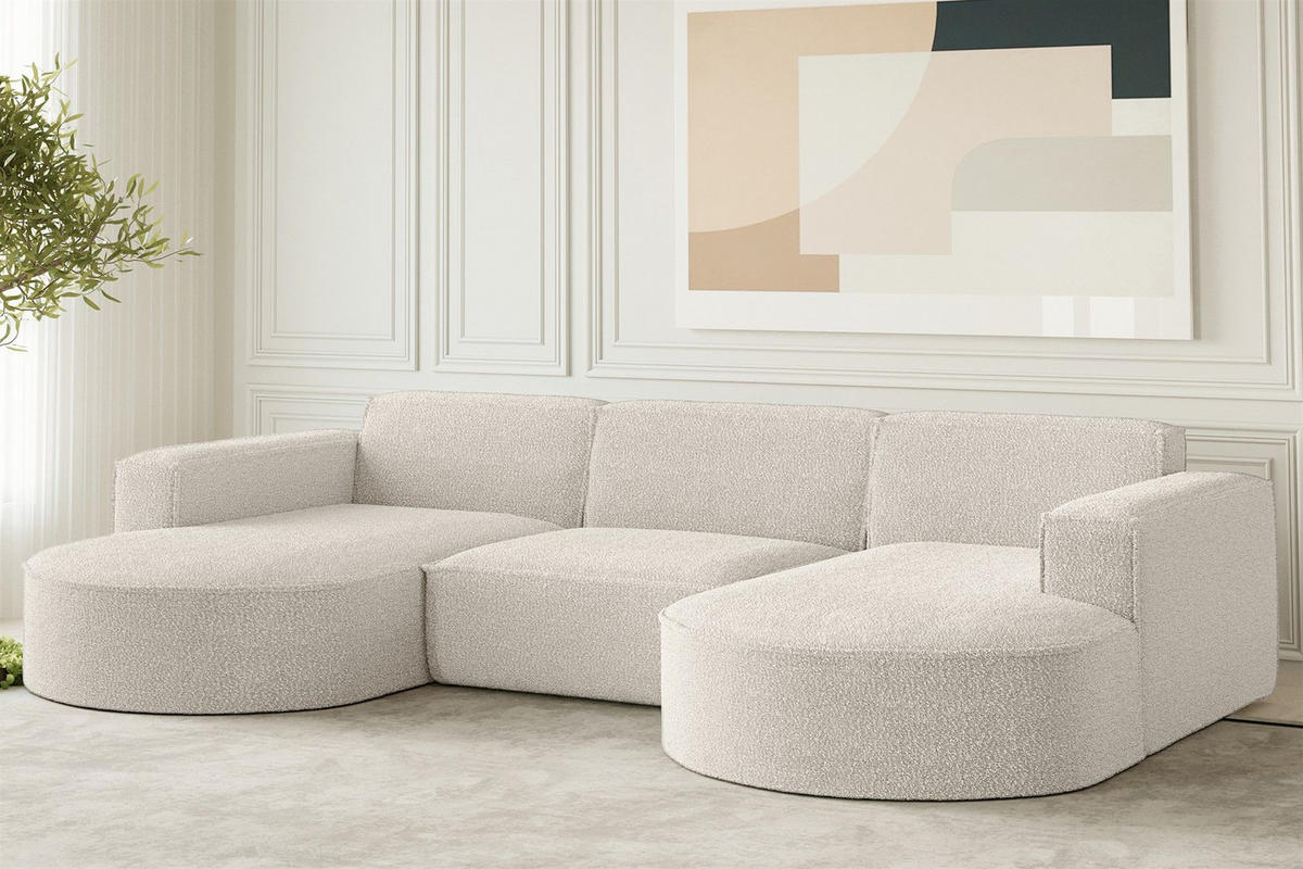 WOHNLANDSCHAFT Palma In Ascot - Beige, Holzwerkstoff/Textil (299/78/165cm) - Fun Möbel