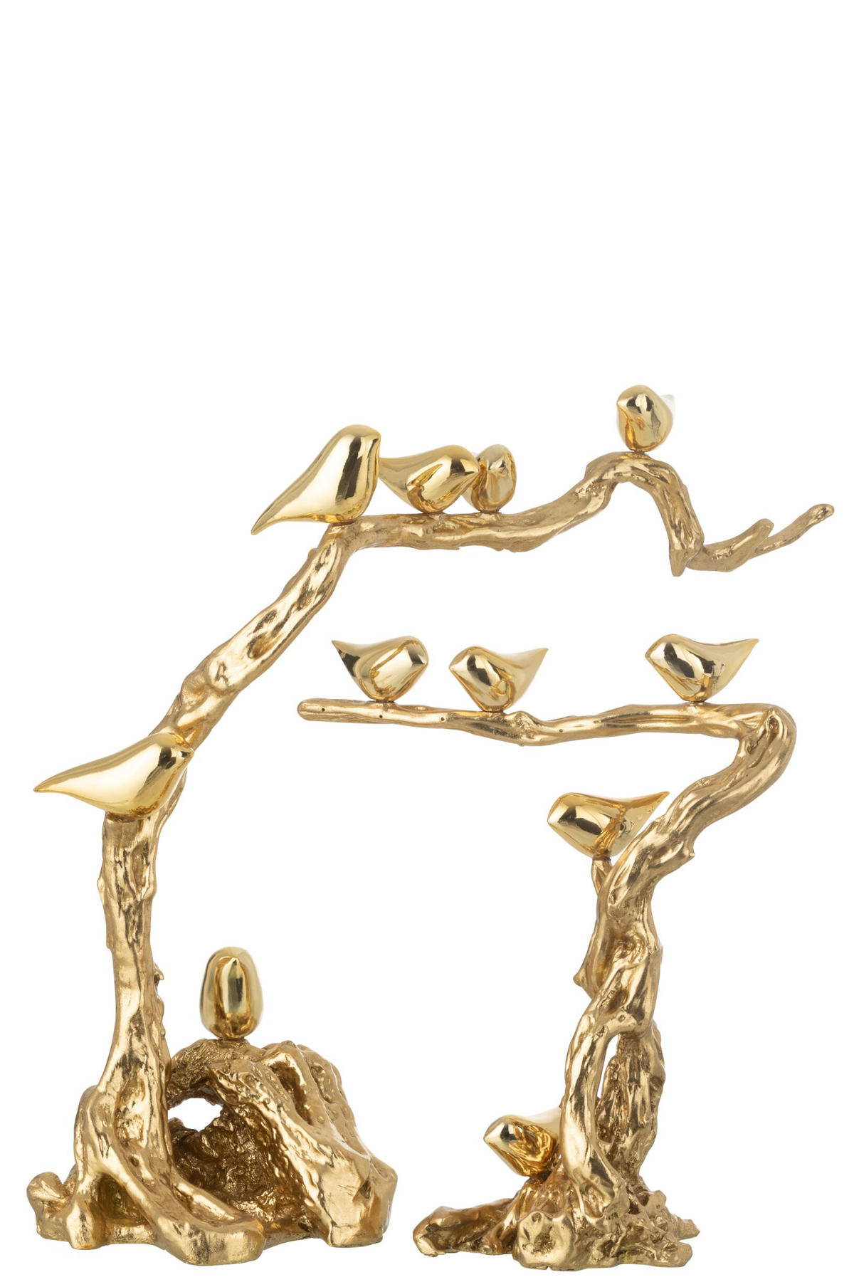 DEKOOBJEKT VOGEL AUF ZWEIG Gold - Goldfarben, Glas/Naturmaterialien (24/62/64cm) - J-Line