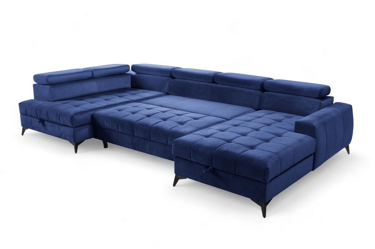 WOHNLANDSCHAFT Agnesa In Salvador - Dunkelblau, Holzwerkstoff/Textil (345/95/200cm) - Fun Möbel