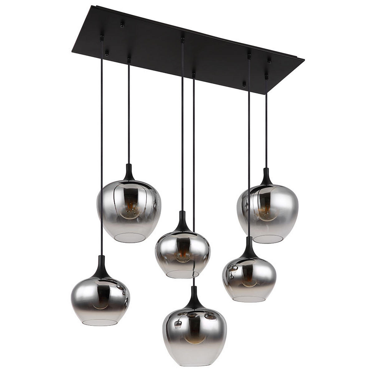 HÄNGELEUCHTE Metall Glas Grau Rauchoptik - Grau, Glas (86/42/120cm) - Globo Lighting