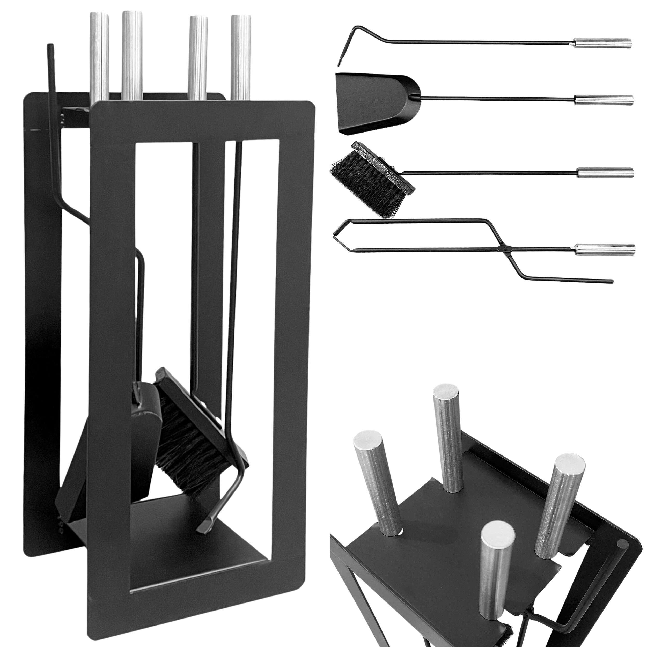 KAMINBESTECK Modern Schwarz 5 Teilig Set - Schwarz, Metall (23/60/16cm) - DanDiBo