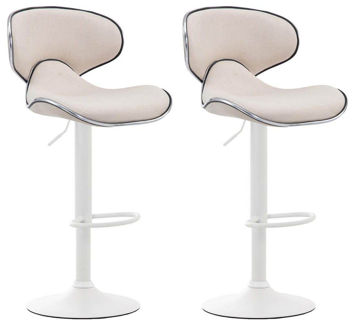 BARHOCKER 2er Set Stoff creme - Creme/Weiß, Textil/Metall (46/88/49cm) - CLP