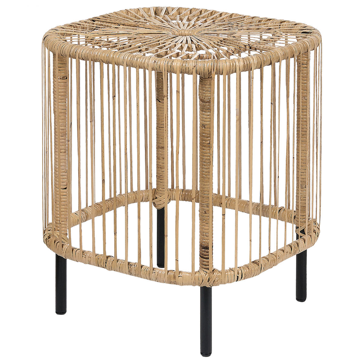 GARTEN-BEISTELLTISCH 2er Set Rattan natürlich quadratisch Cesenatico - Schwarz/Naturfarben, Naturmaterialien (40/40/50cm) - Beliani