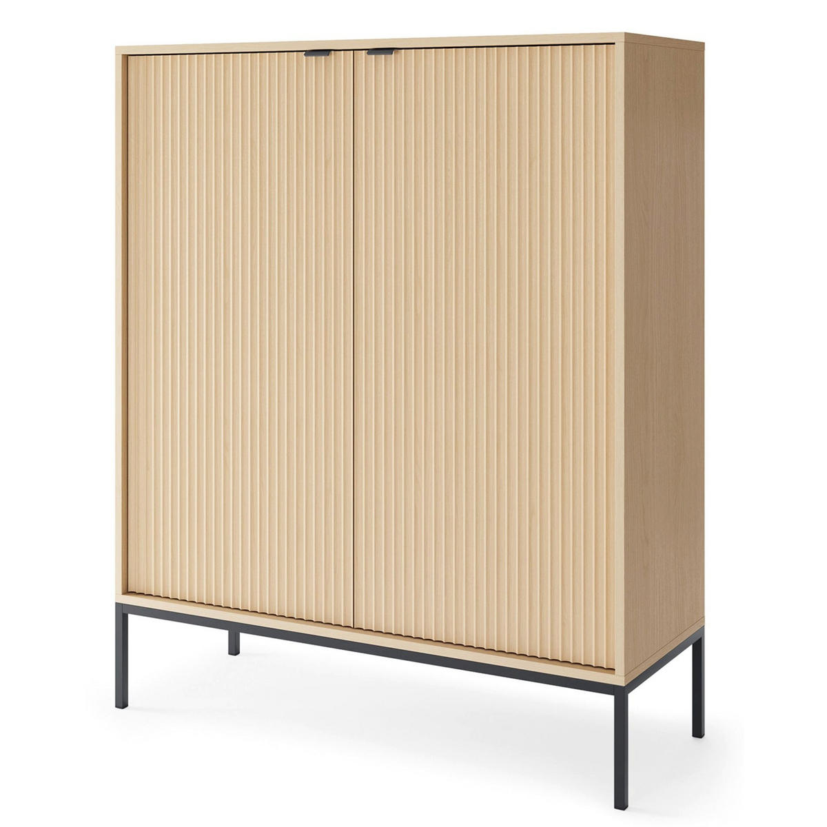 VYSOKÁ komoda Vellore Dekor dub Vicenza s černou podnoží 104 cm - černá/béžová, kov/kompozitní dřevo (104/125/39cm) - Selsey
