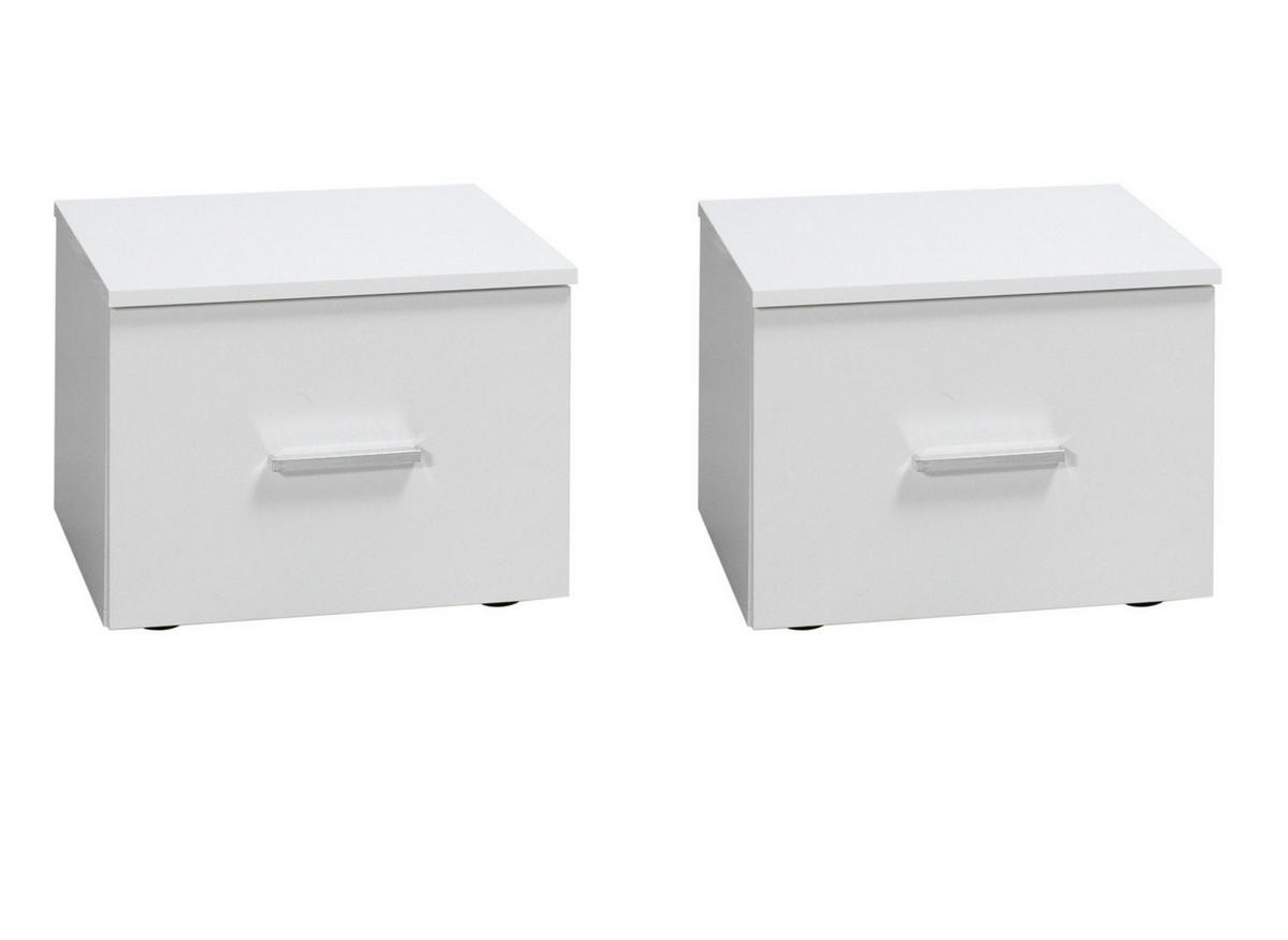NACHTKONSOLEN 2ER SET Panarea weiß Hochglanz je 46 / 40 / 35cm - Weiß Hochglanz/Weiß, Holz/Holzwerkstoff (46/35/40cm) - Feldmann-Wohnen