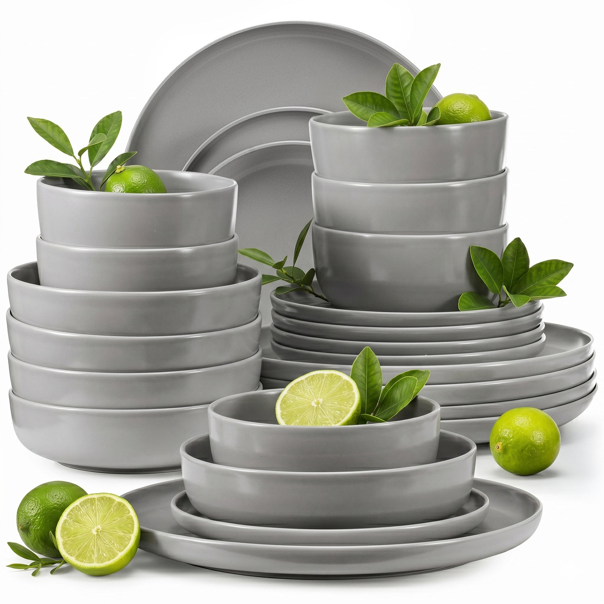 KOMBISERVICE VICTO 6 Personen 24-tlg - Grau, Keramik (27/2/27cm) - KONSIMO®