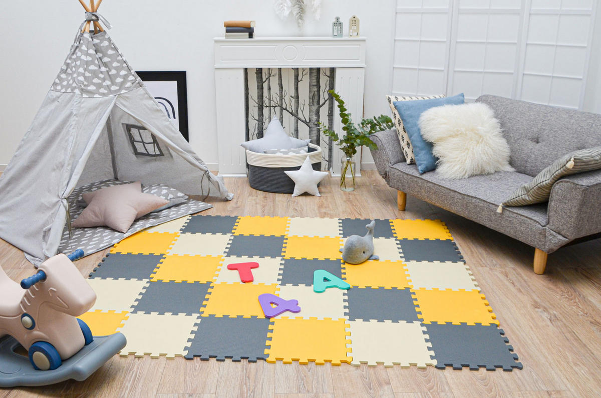SPIELMATTE ab Null - 270/90 cm Puzzlematte Grau - Multicolor, Kunststoff (30/30cm) - Littletom
