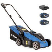 AKKU-RASENMÄHER 20V Brushless – 33 cm, 2 x 4.0 Ah Akku & Doppelladegerät – 35L Korb - Blau, Kunststoff (38.6/101/131.5cm) - HYUNDAI