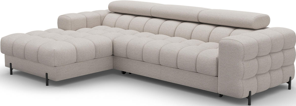 ECKSOFA FELRO mit Schlaffunktion, Bettkasten & verstellbaren Kopfstützen – Modernes Premium-Ecksofa in L-Form - Beige, Kunststoff (285/181cm) - Wohnideebilder