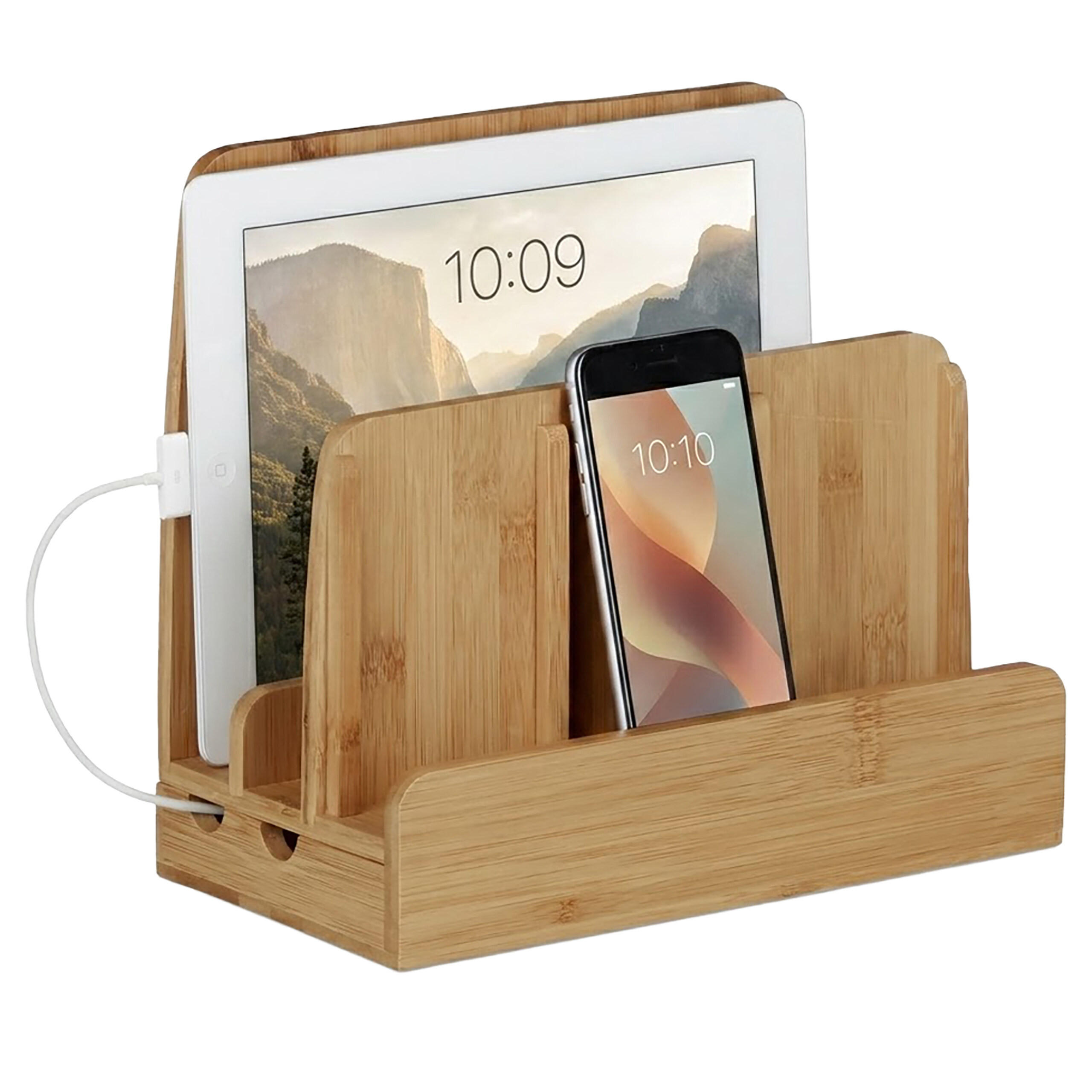 LADESTATION - Hellbraun, Holz (13.5/25.5/23cm) - Relaxdays
