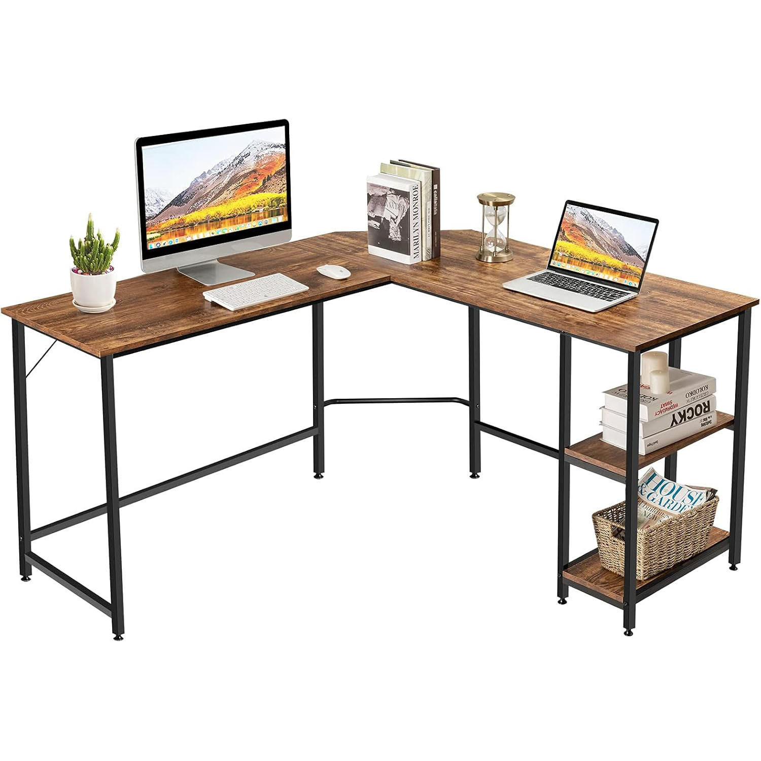 DATORBORD Brunt - Brun, Träbaserade material (138/138/75cm) - COSTWAY
