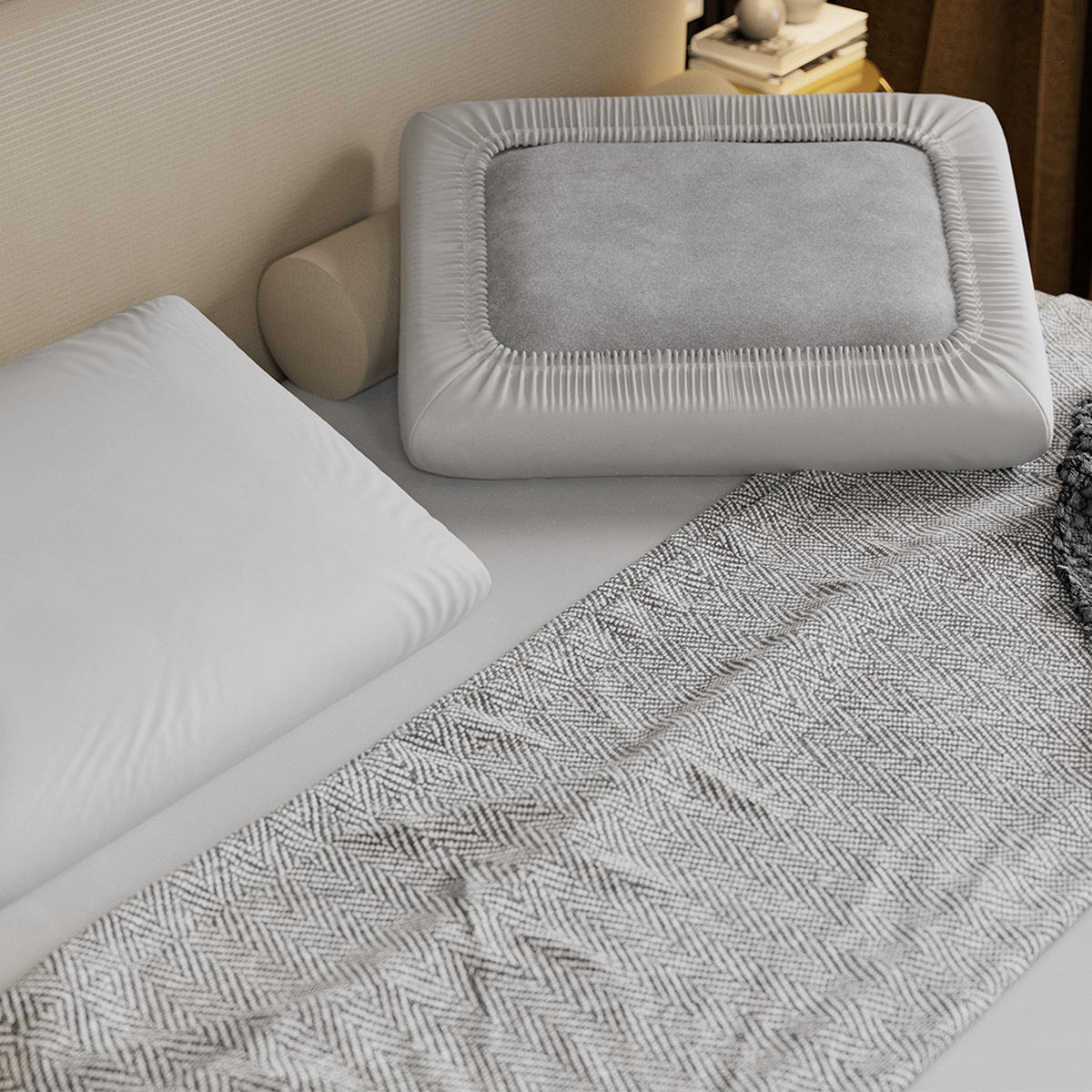 KISSENSCHONER mit Gummizug - Weiß, Textil (60/40cm) - Mr Mattress