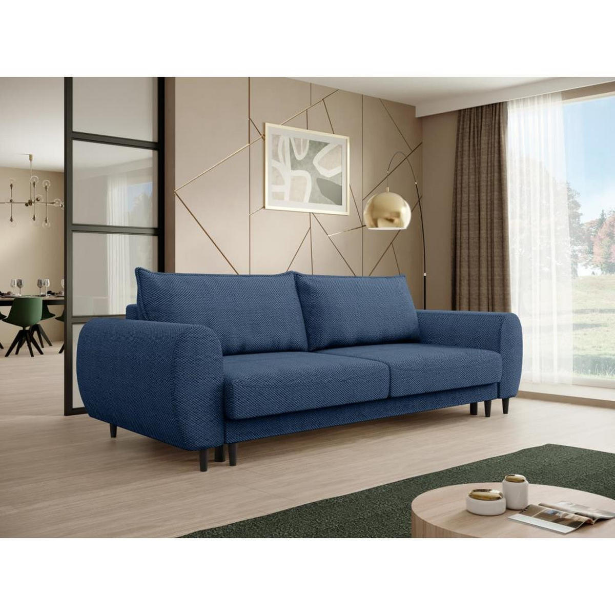 3-SITZER SCHLAFSOFA Cortez dunkelblau - Schwarz/Dunkelblau, Textil (251/76/95cm) - Beautysofa