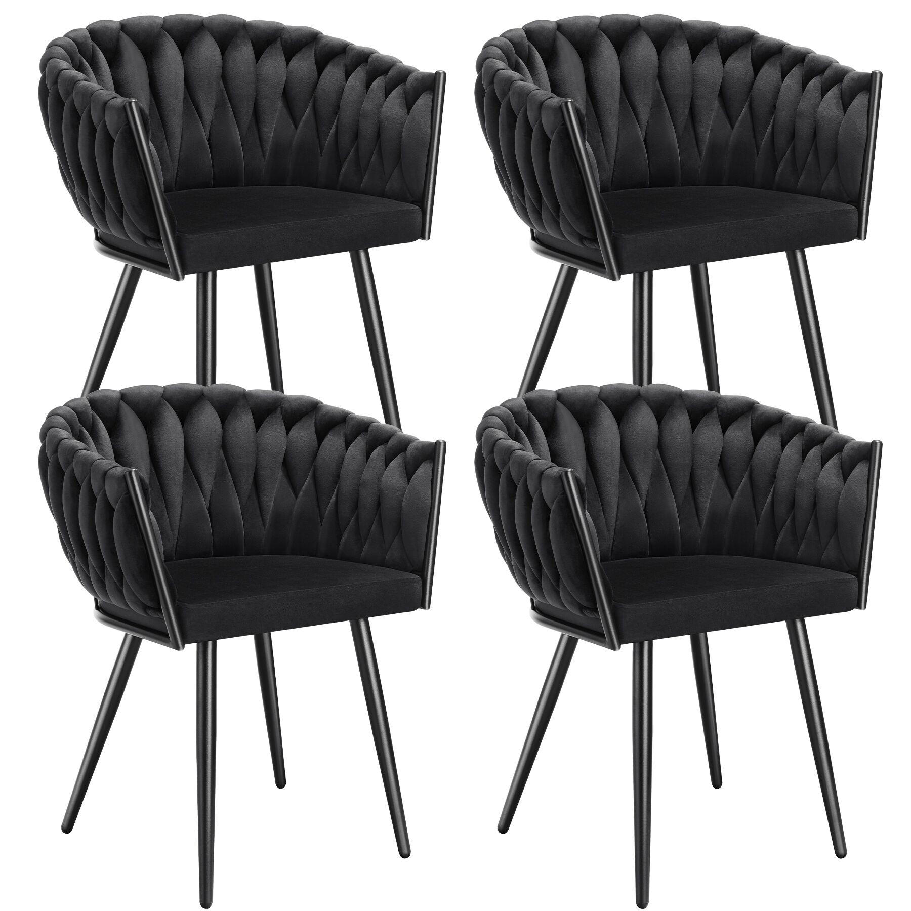 ESSZIMMERSTUHL 4er Set Astano 60 5 x 55 x 75 cm schwarz - Schwarz, Textil (60.5/75/55cm) - tectake
