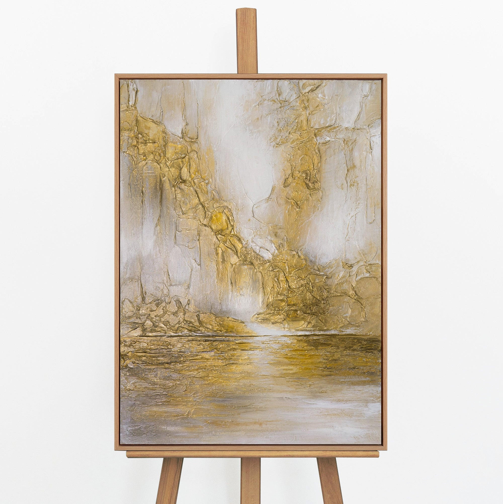 GEMÄLDE Sanftes Leuchten Schattenfugenrahmen Eichefarben 70x50 cm - Eichefarben, Holz (70/50cm) - YS-art gallery