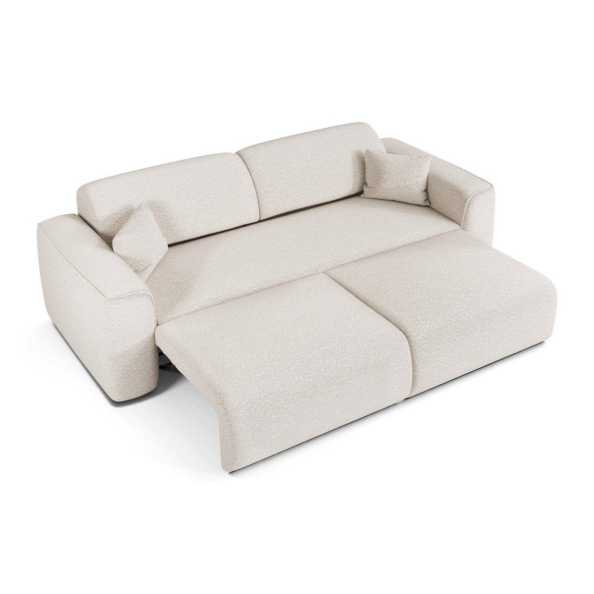SCHLAFSOFA GERADE Bouclé-Stoff Creme 240cm - Creme, Textil (240/73/97cm) - Sia Home