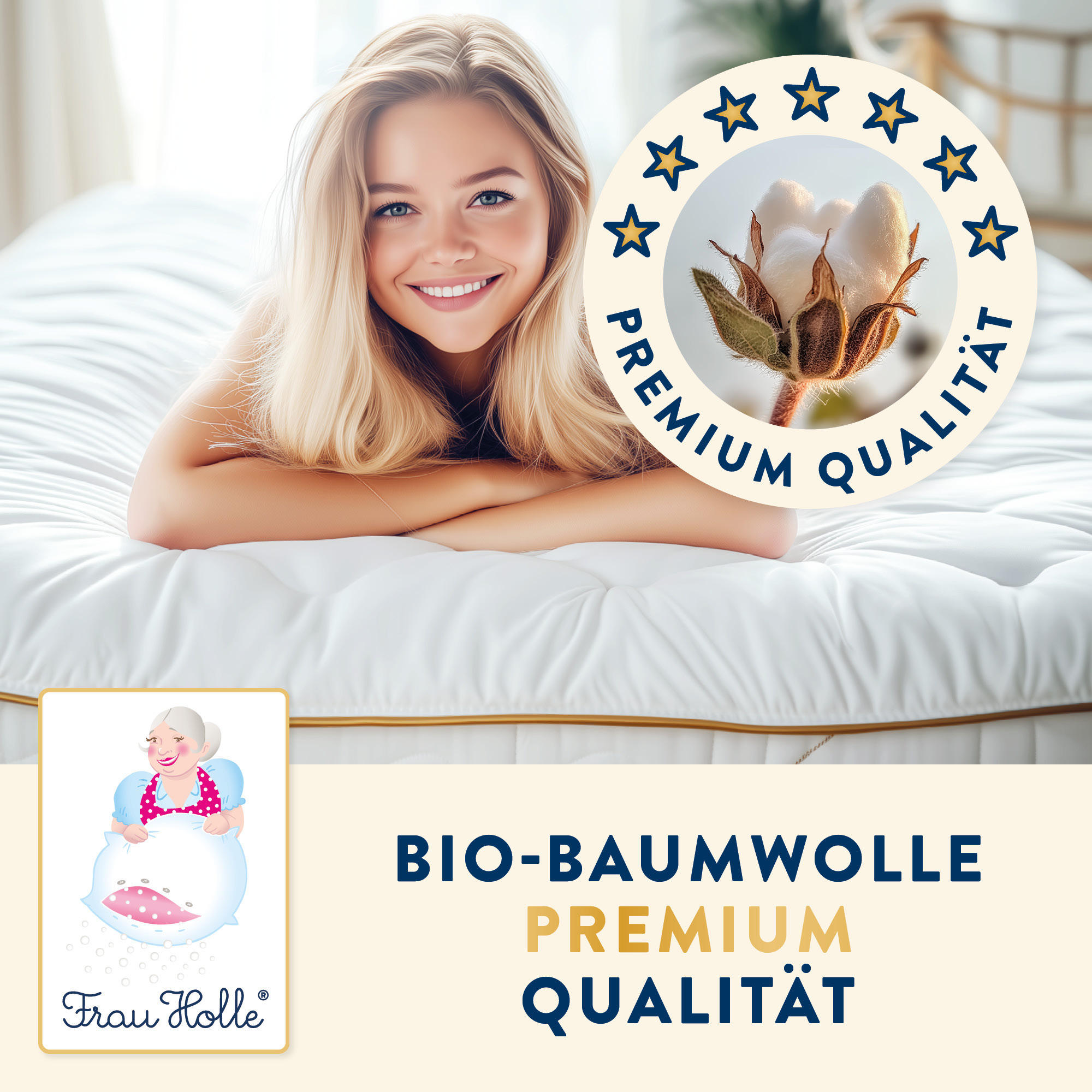 MATRATZENAUFLAGE PREMIUM Baumwolle leicht - Weiß, Naturmaterialien/Textil (100/200cm) - Frau Holle