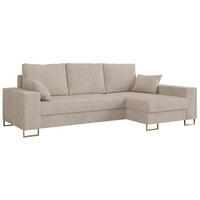ECKSOFA Dorian Cord Beige - Beige/Goldfarben, Textil/Metall (242/138cm) - MKS