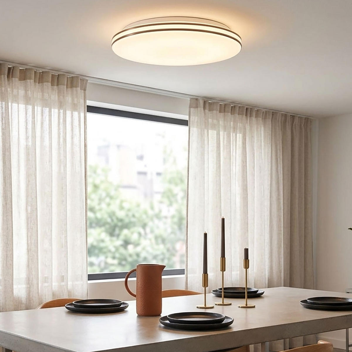 LED DECKENLEUCHTE Metall Weiß Opal - Weiß, Metall (37/37/8cm) - Globo Lighting