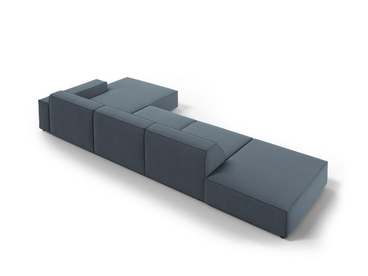 ECKSOFA rechts Jodie aus strukturiertem Stoff blau 5 Sitzplätze - Blau, Textil (166/341cm) - Micadoni