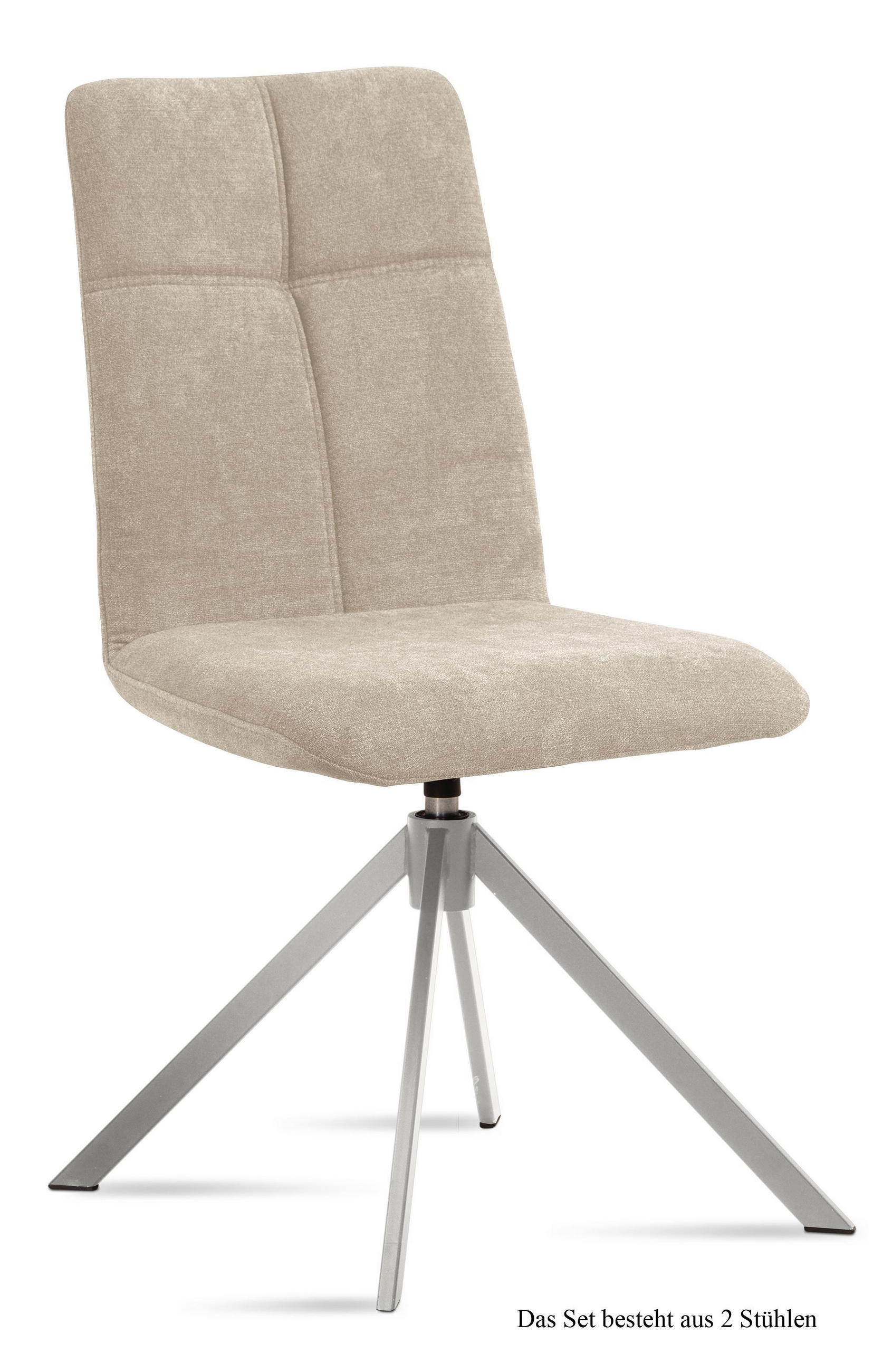 ESSZIMMERSTUHL drehbar (2er-Set) Dreddy 47x92x60 Edelstahl/Natur - Edelstahlfarben/Naturfarben, Kunststoff (60/92/47cm) - 58aufmkessel