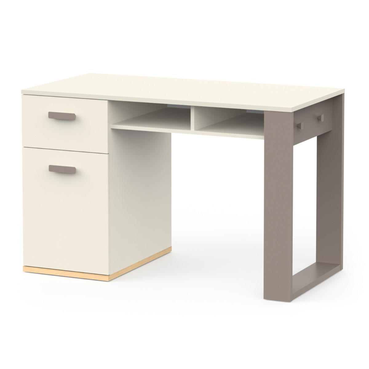 SCHREIBTISCH 1 Tür 1 Schublade 2 Nischen - Modell CAMILLIA - Grau - 120 x 59,8 x 76,5 cm - Grau, Holz (120/76/60cm) - Demeyere