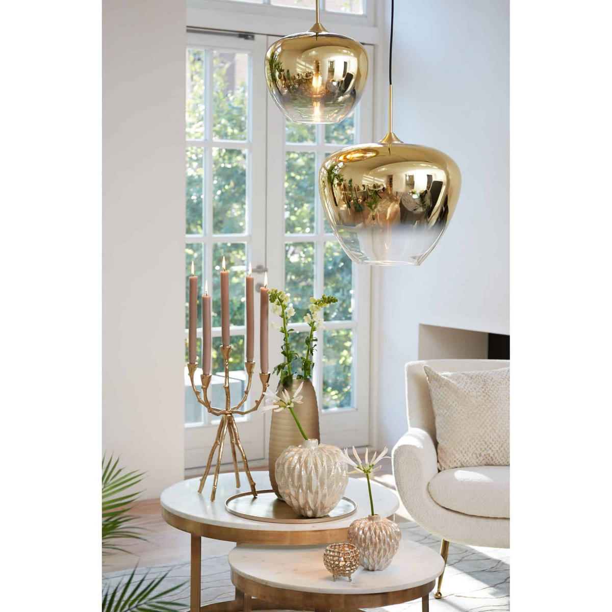HÄNGELAMPE Mayson Gold Ø23/18 cm - Goldfarben, Glas (23/23/18cm) - Light & Living