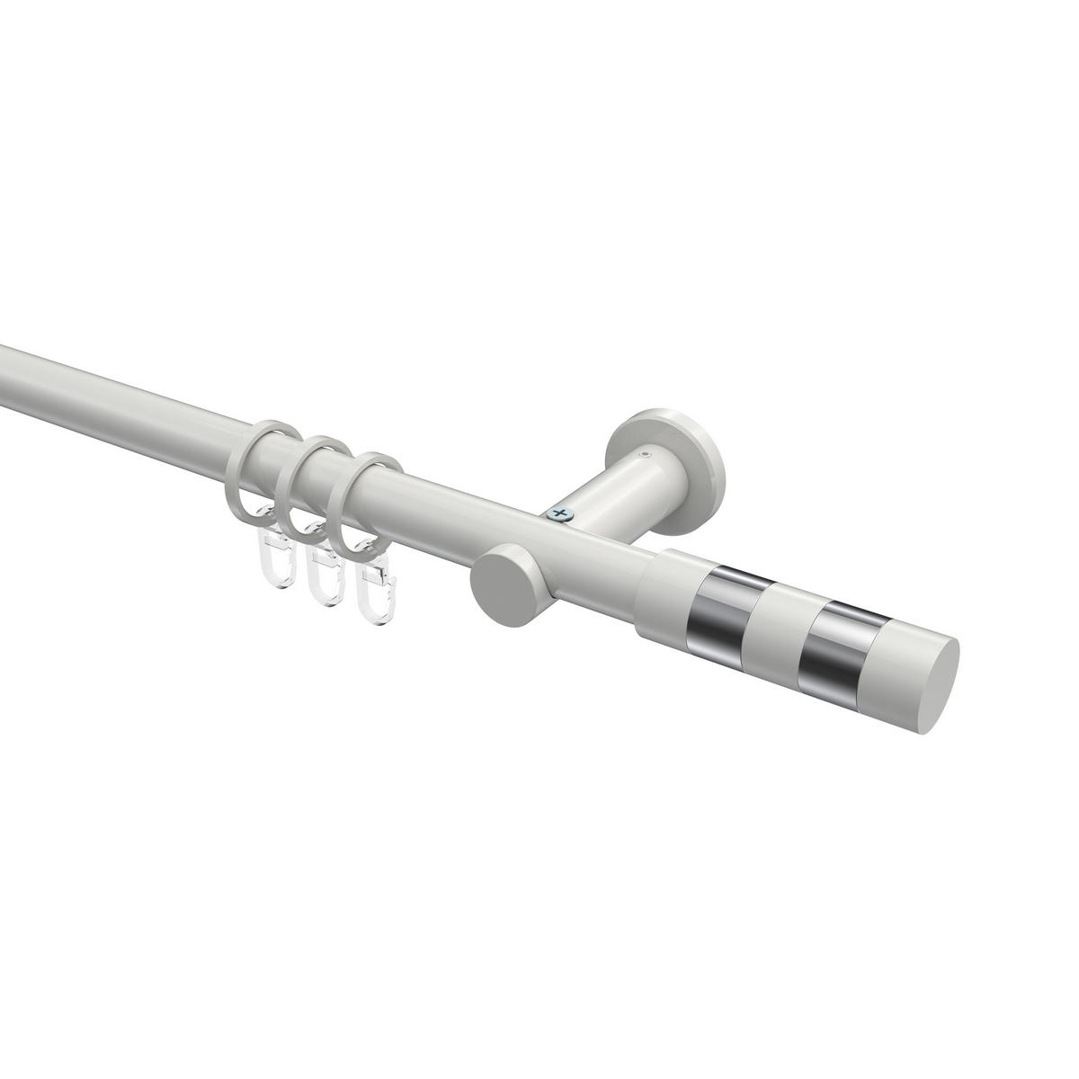 GARDINENSTANGEN-SET Platon Mavell 540 cm (geteilt in 3 x 180 cm), 1-läufig, 20 mm Ø Weiß - Chromfarben/Weiß, Metall (540cm) - INTERDECO
