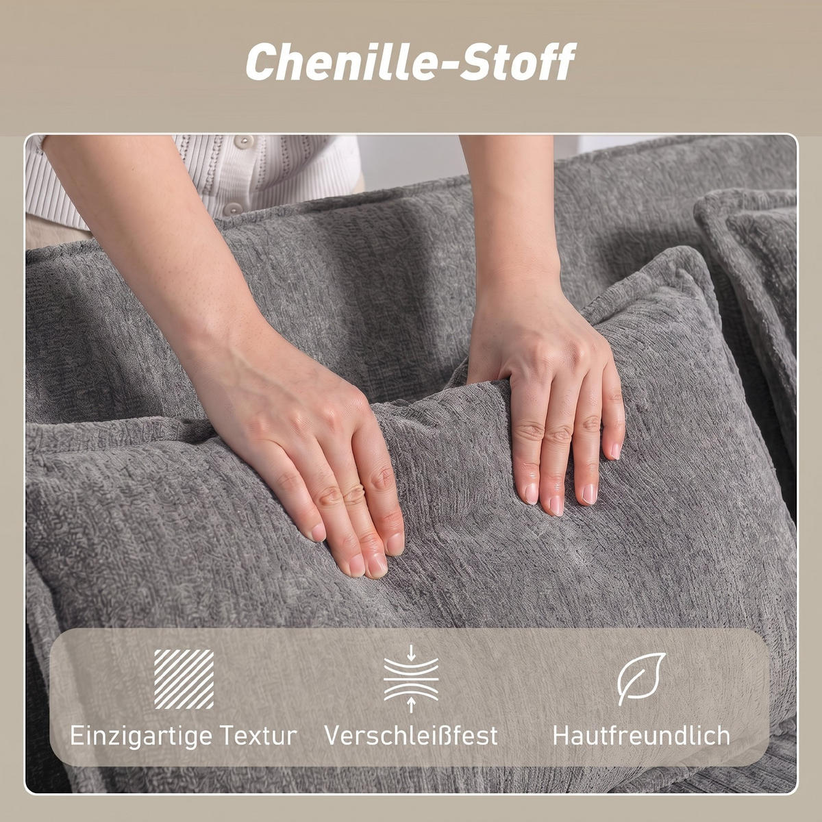 BÄDDSOFFA i polyester, grå - Grå, Textil/Plast (89/85/167cm) - HOMCOM