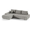 ECKSCHLAFSOFA Draco L Beige - Beige/Silberfarben, Textil/Metall (267/186cm) - Beautysofa