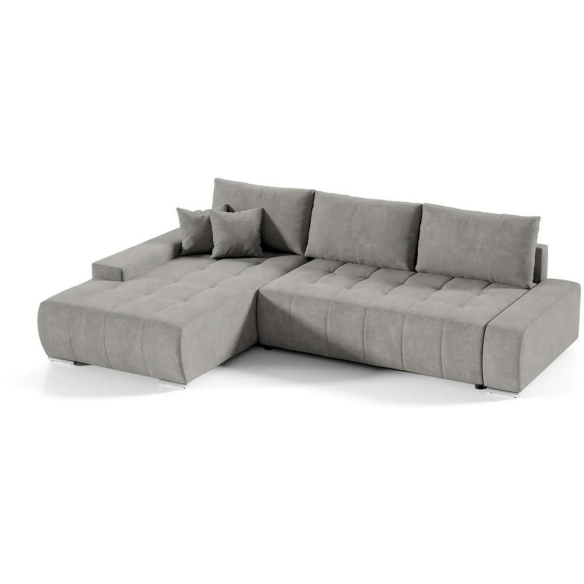 ECKSCHLAFSOFA Draco L Beige - Beige/Silberfarben, Textil/Metall (267/186cm) - Beautysofa