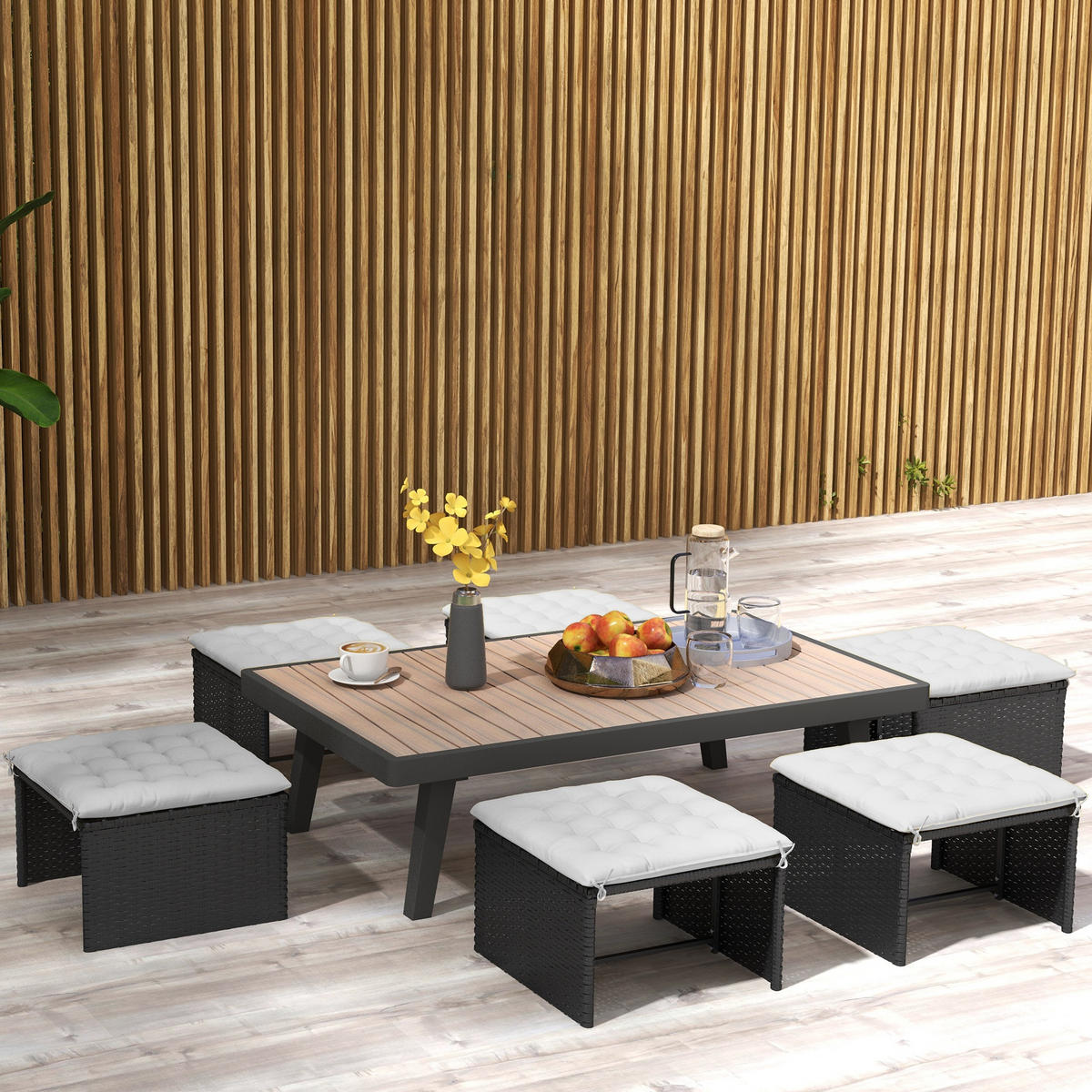 SITZKISSEN, Polyester, Hellgrau - Hellgrau, Kunststoff (40/4/40cm) - Outsunny