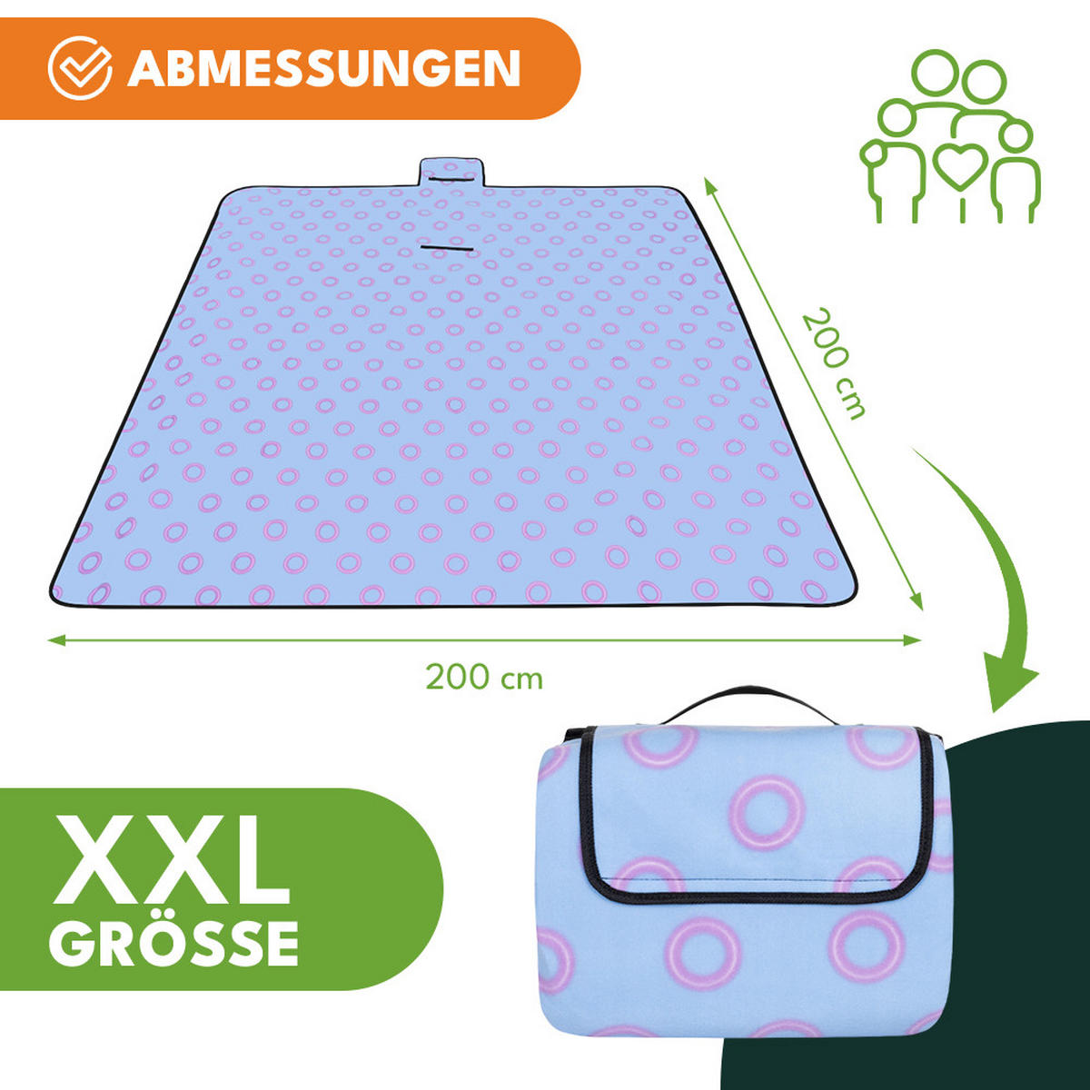 PICKNICKDECKE - Hellblau, Textil (200/200cm) - KRUMAD