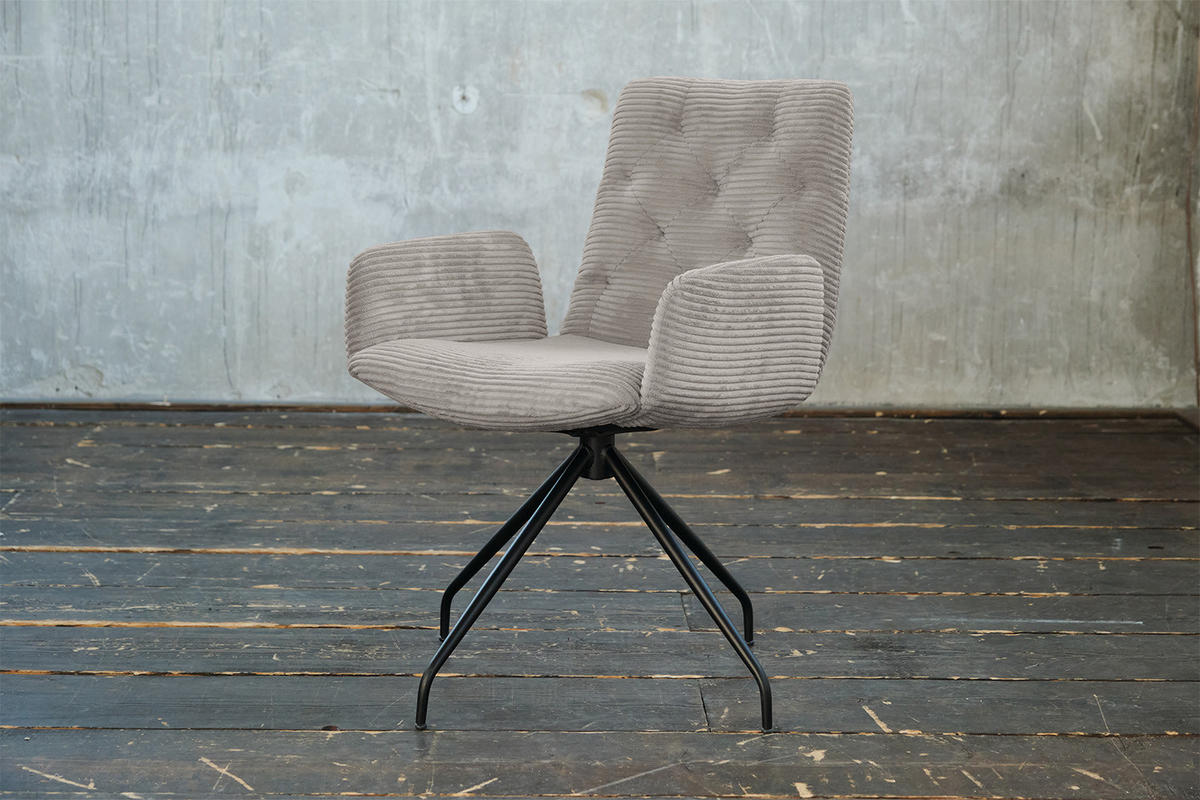 DREHSTUHL NEW CHARME Steingrau Cord - Grau, Textil (59/87/66cm) - KAWOLA