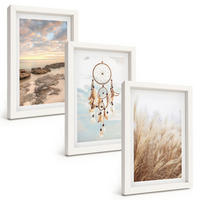BILDER SET 3er Set - 20x30 cm Weißer Rahmen - Wolkenmeer, Traumfänger, Gras - Weiß, Kunststoff (20/30cm) - TULUP