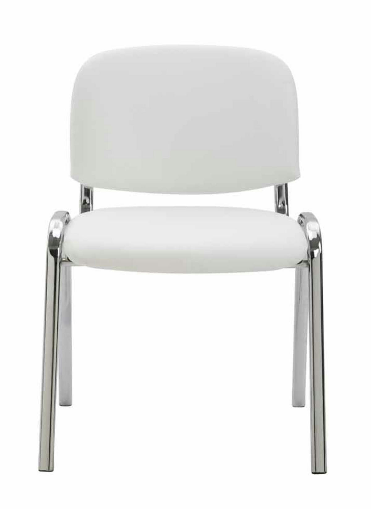 BESUCHERSTUHL 4er Set Lederlook weiß - Weiß, Textil/Metall (54/79/48cm) - CLP