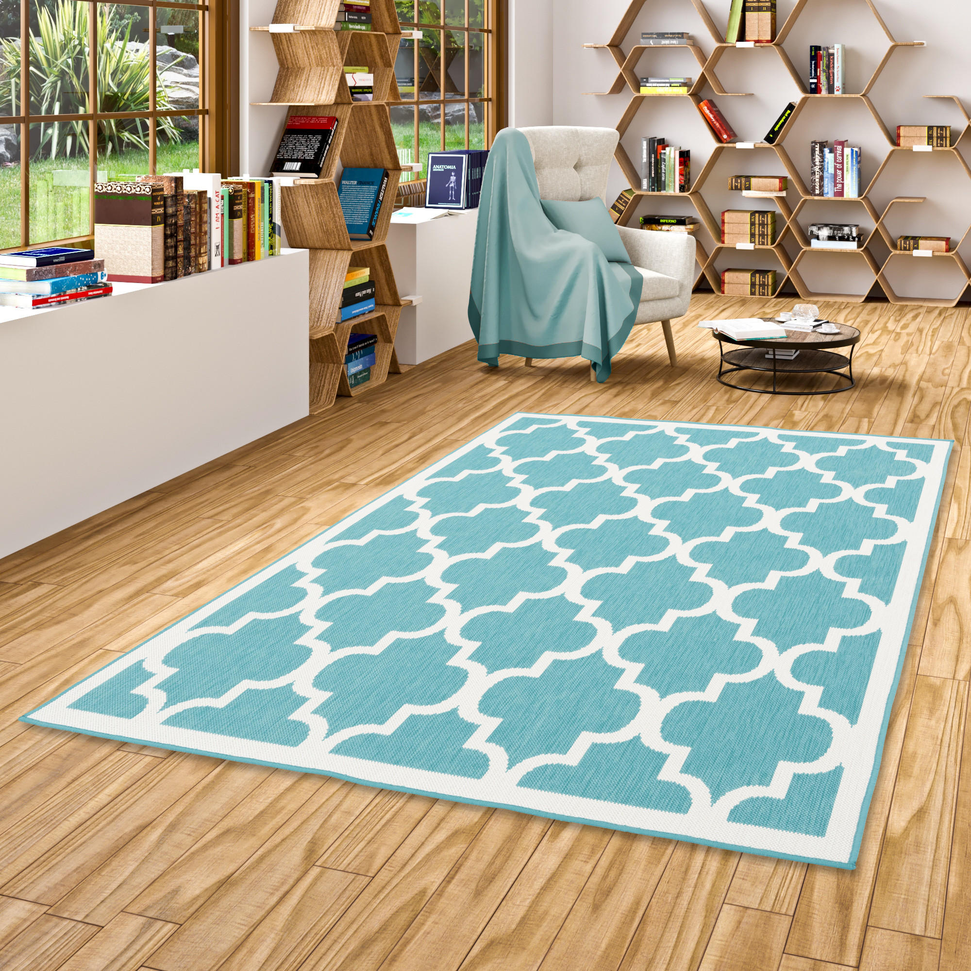 IN- UND OUTDOOR TEPPICH BEIDSEITIG CAPE COD FLIESENOPTIK - Mintgrün, Textil (160/220cm) - Pergamon