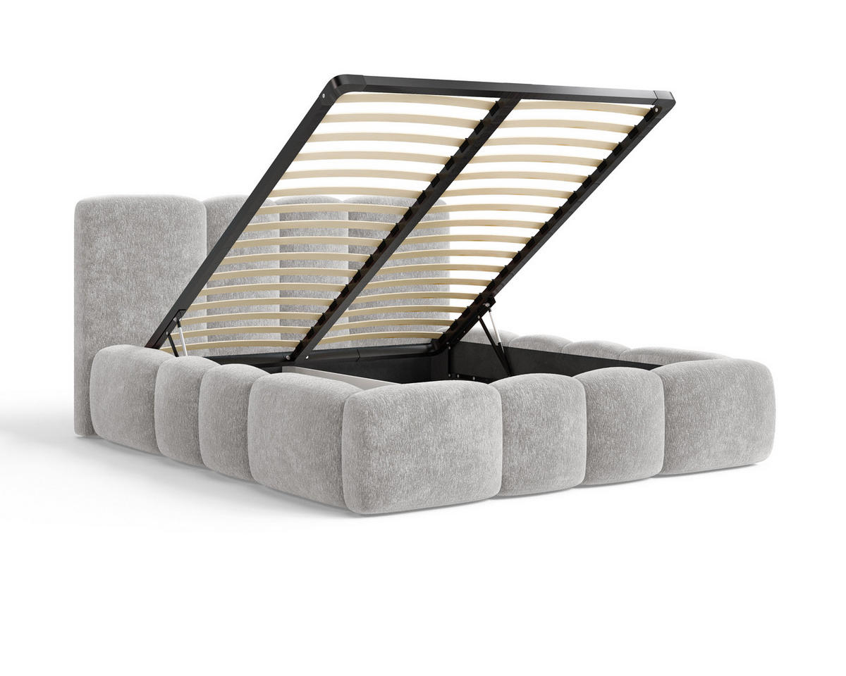 POLSTERBETT 26 - 180x200 cm – Amari – Bett mit Bettkasten und Gepolstertem Kopfteil - Grau, Holz (180/200cm) - ROYAL24_MARKT