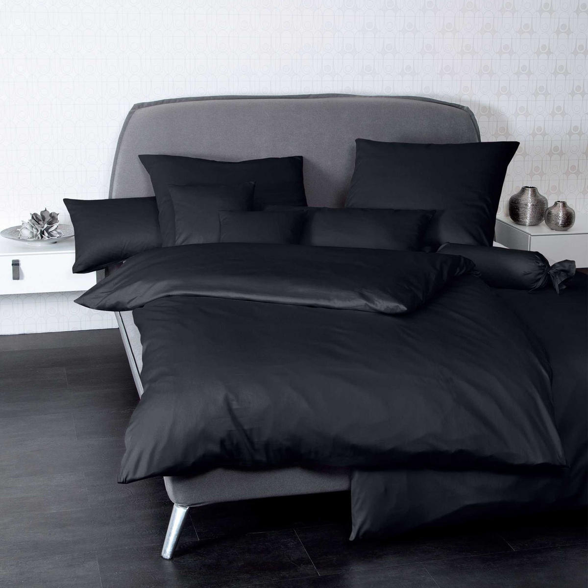 BETTWÄSCHE Unisex COLORS Schwarz Baumwolle - Schwarz, Textil (200/135cm) - Janine