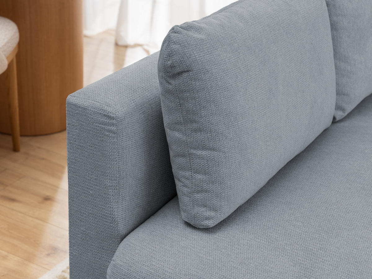 ECKSOFA inkl. Hocker Cardea mit Schlaffunktion in Bubble-Optik aus weichem Grau Strukturstoff und hohem Sitzkomfort - Ottomane links - Schwarz/Grau, Holz/Textil (170/230cm) - S-Style Möbel