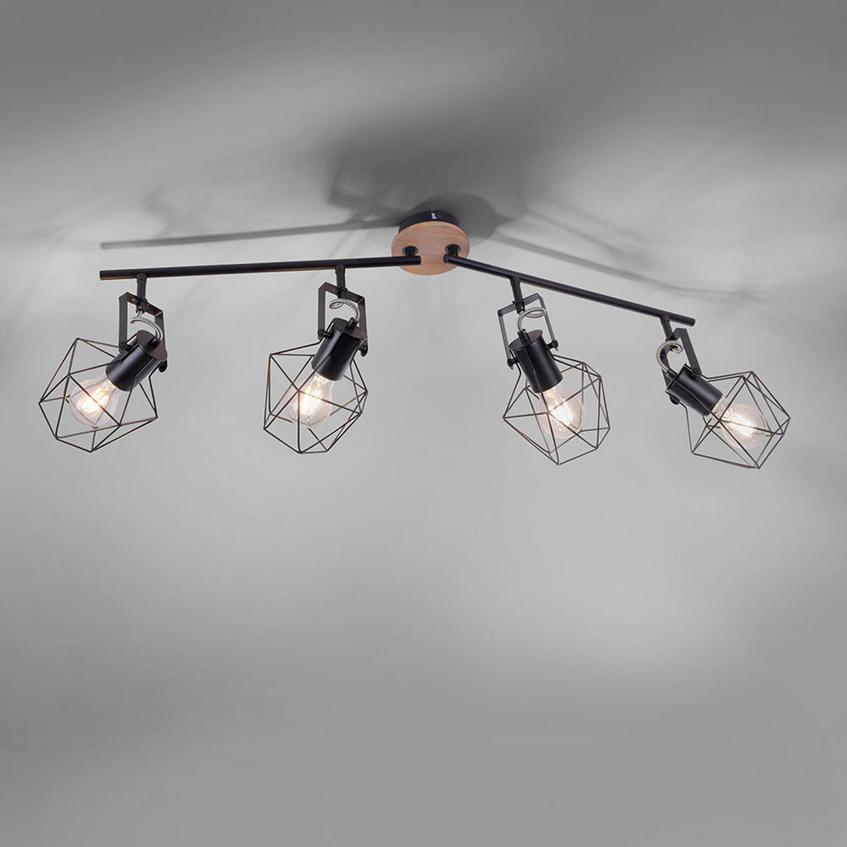 DECKENLEUCHTE Metall Schwarz Holzoptik - Schwarz, Holz (110/10.9/30.5cm)