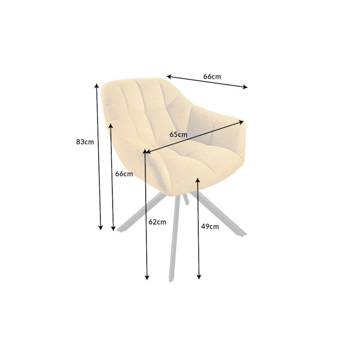 STUHL PAPILLON Samt Senfgelb, Schwarze - Gelb, Textil (65/83/66cm) - riess-ambiente