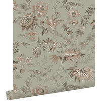 TAPETE Blumenmuster 53 cm x 10.05 m - Grün, Papier (53/1000cm) - ESTAhome