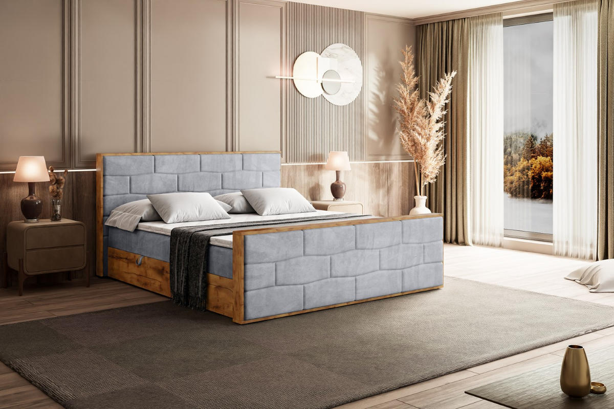 BOXBETT mit Matratze H3 und Lattenrost - LOLLI8-Z - 120x200 - Grau Monolith - Grau, Holzwerkstoff (120/200cm) - ALTDECOR