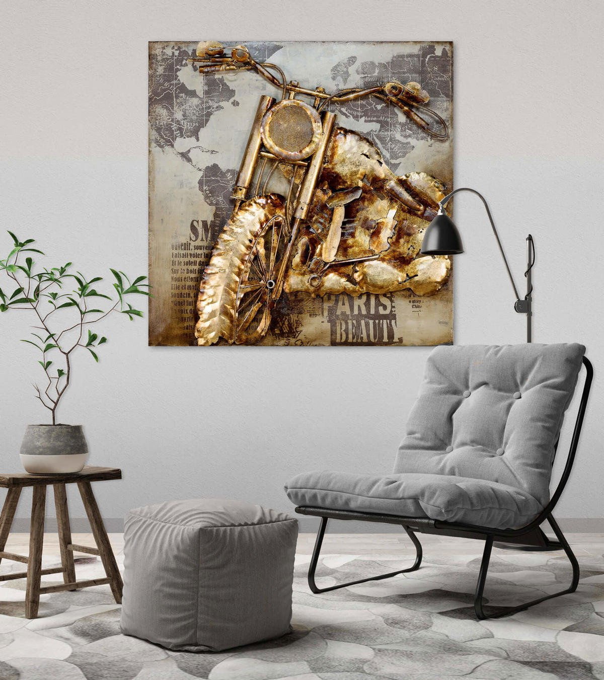 METALLBILD Gold 80/80 cm - Goldfarben/Braun, Metall (5.2/80cm) - KUNSTLOFT
