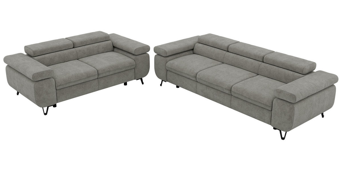 SEDACÍ SOUPRAVA PETER 2+3 - Šedá Strukturovaná látka - šedá/černá, kov/textil (262/76/99cm) - MKS