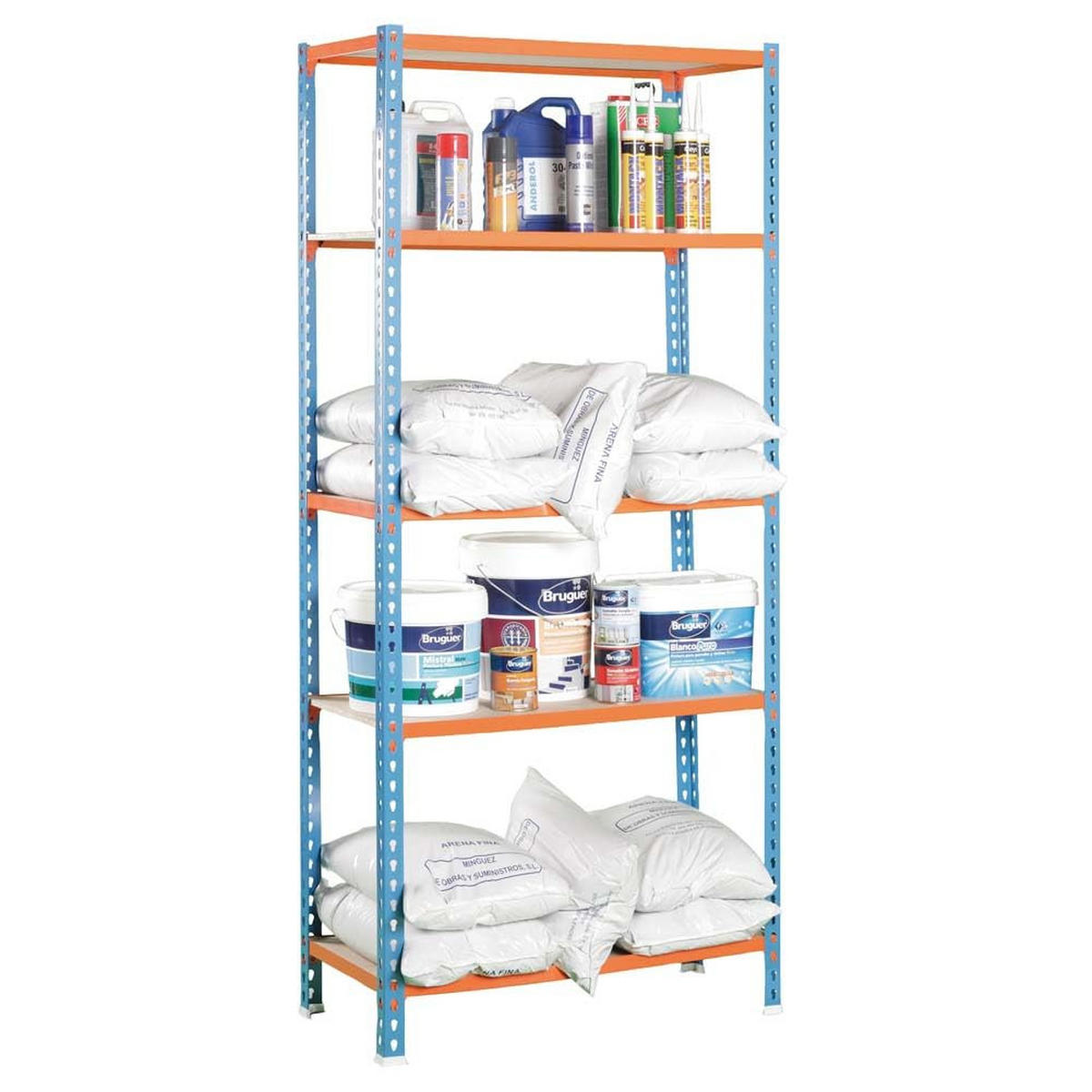 SCHWERLASTREGAL Muli HxBxT 180 x 80 x 40 cm 5 Fachböden Fachlast 150 kg Blau-Orange - Gelb, Metall (80/180/40cm) - PROREGAL