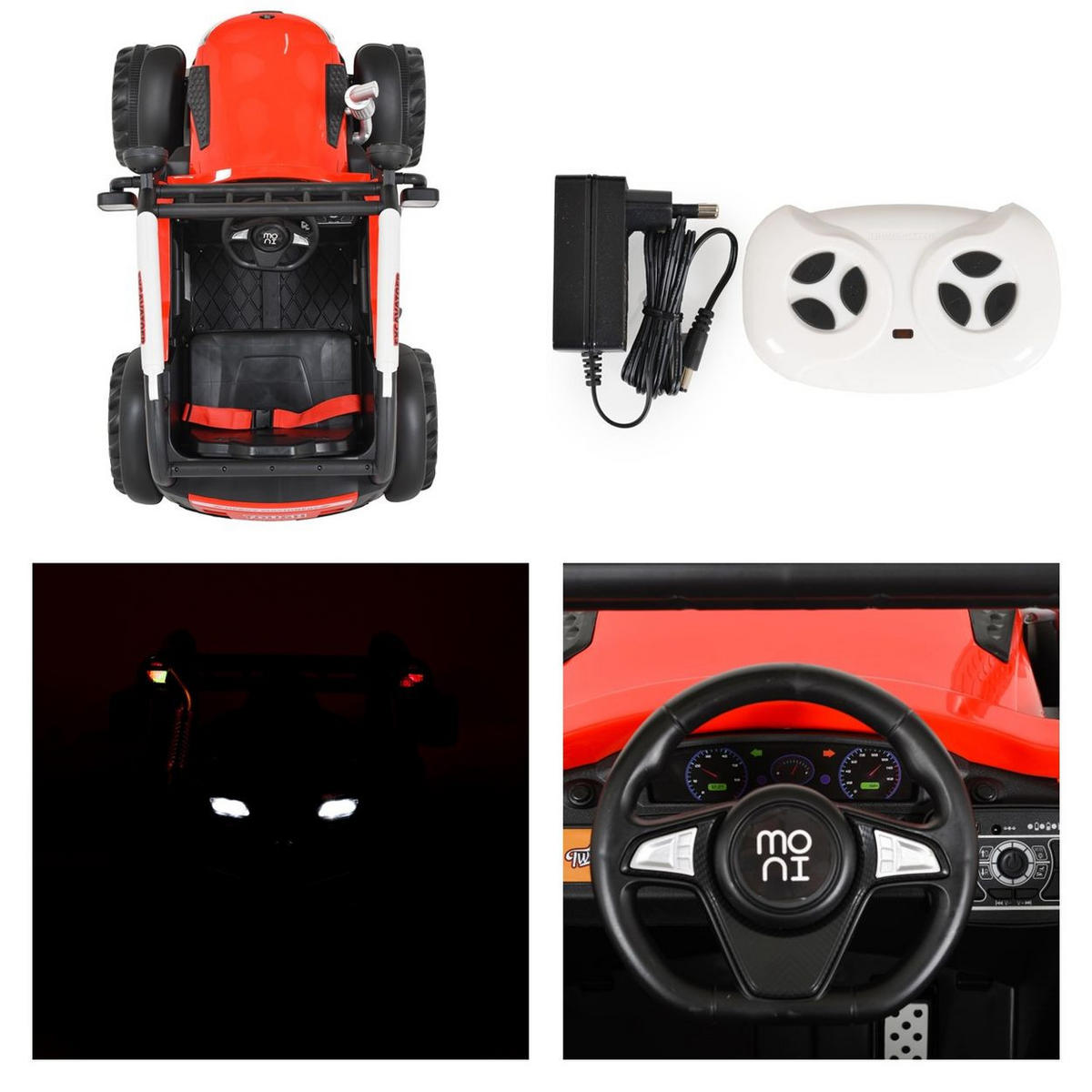 FERNBEDIENUNG, Hupe, Lichter, Musik, MP3 - Rot, Kunststoff (116/73/73cm) - Moni